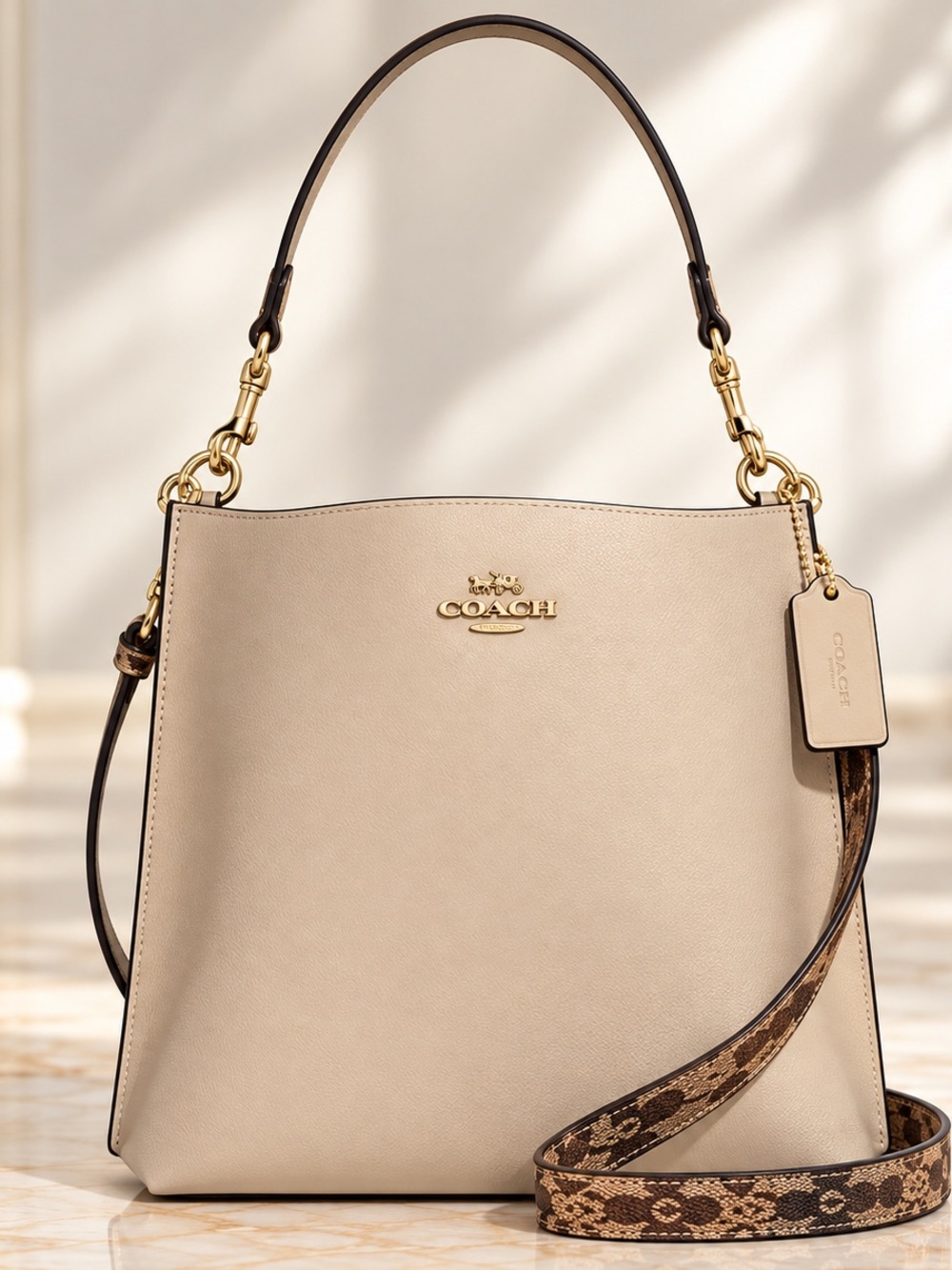 Coach Mollie 22 Ivory Snake Embossed Leather Bucket Crossbody CB901 NWOT